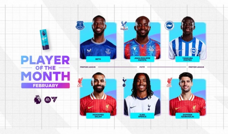 英超2月最佳候選：貝托、馬特塔、明特、薩拉赫、斯賓塞、索博