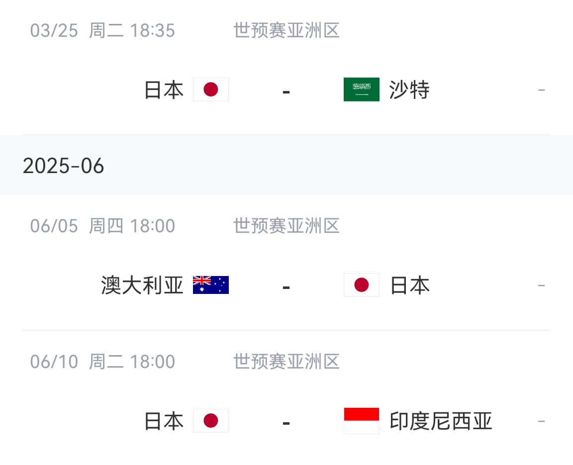 會不會放水？日本剩余賽程：主場vs沙特&印尼，客場vs澳大利亞